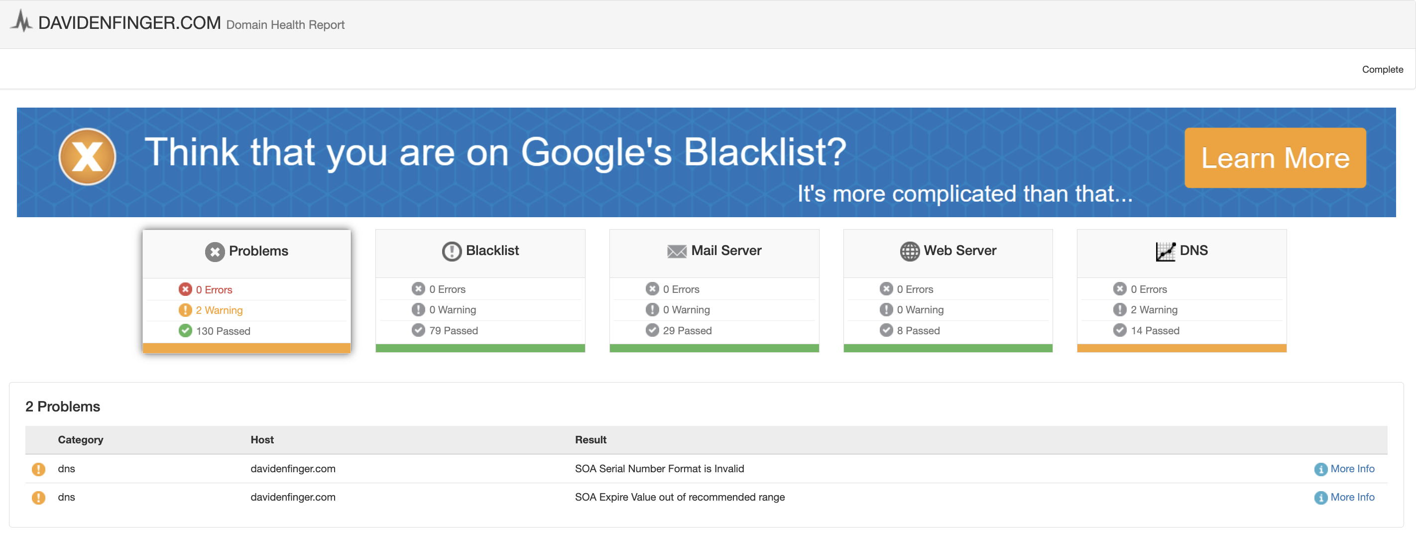 Mail Server Health Check Screenshot